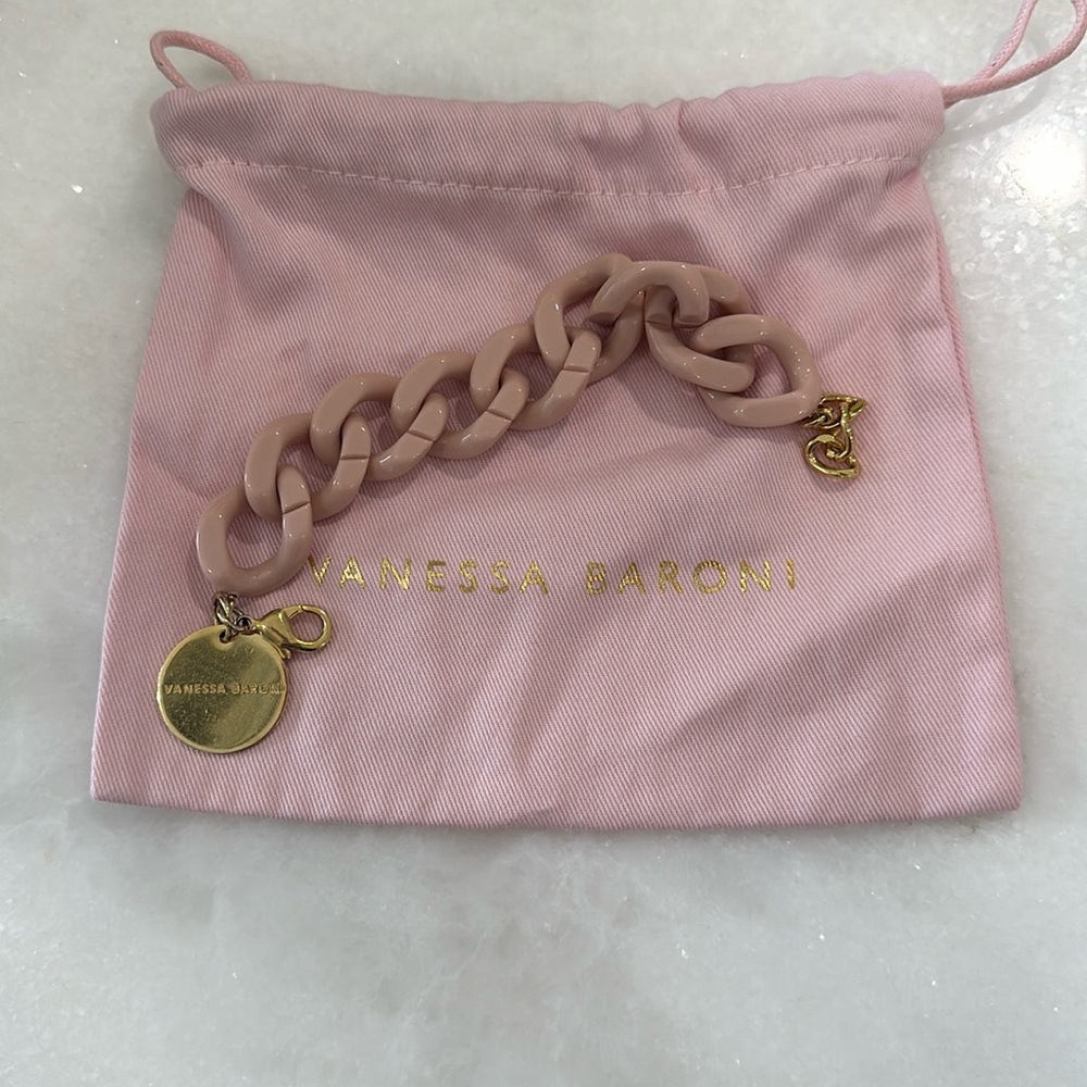 Vanessa Baroni pink chain bracelet. European jewelry designer.
